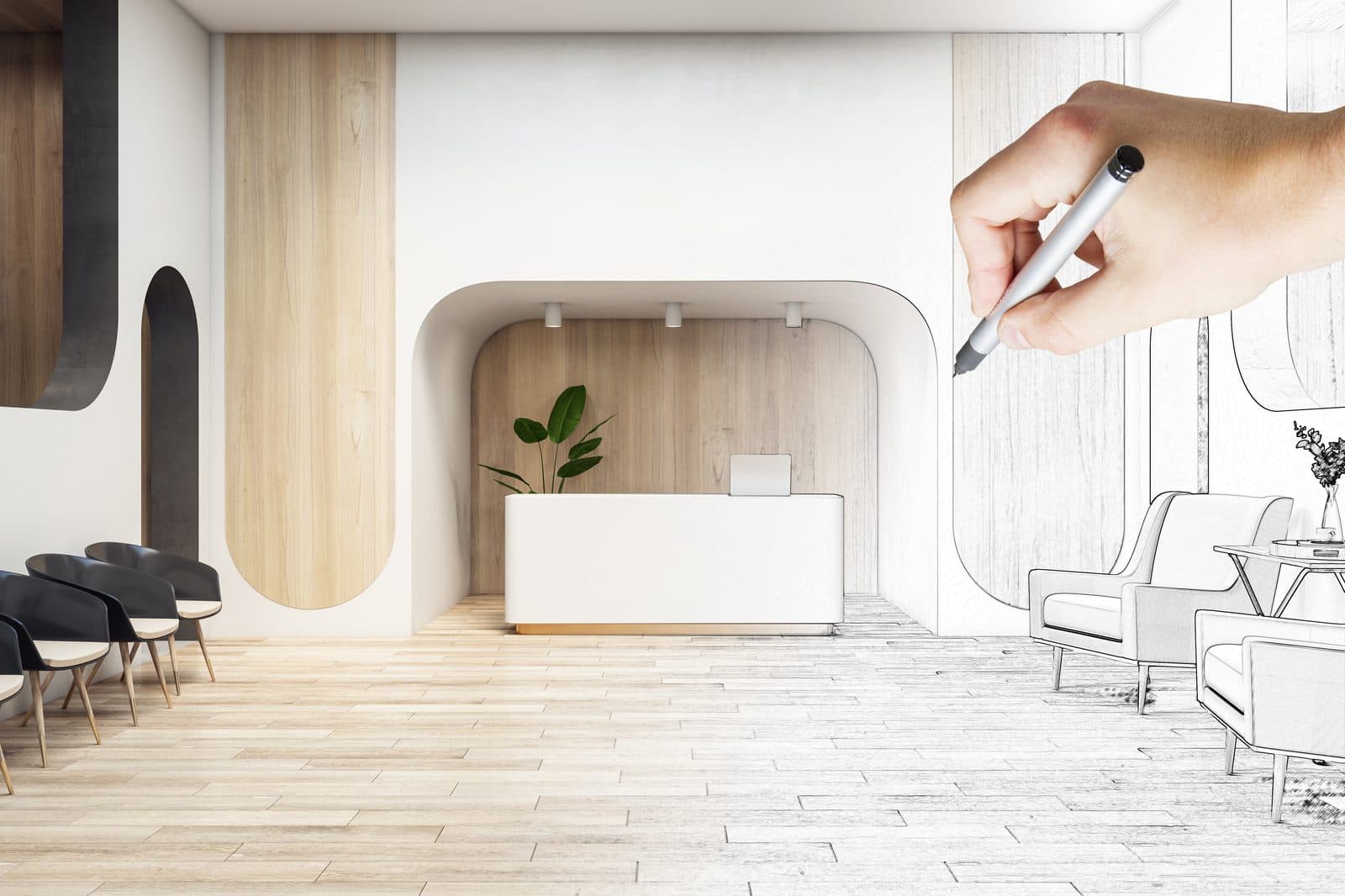 Wooden reception interior concept